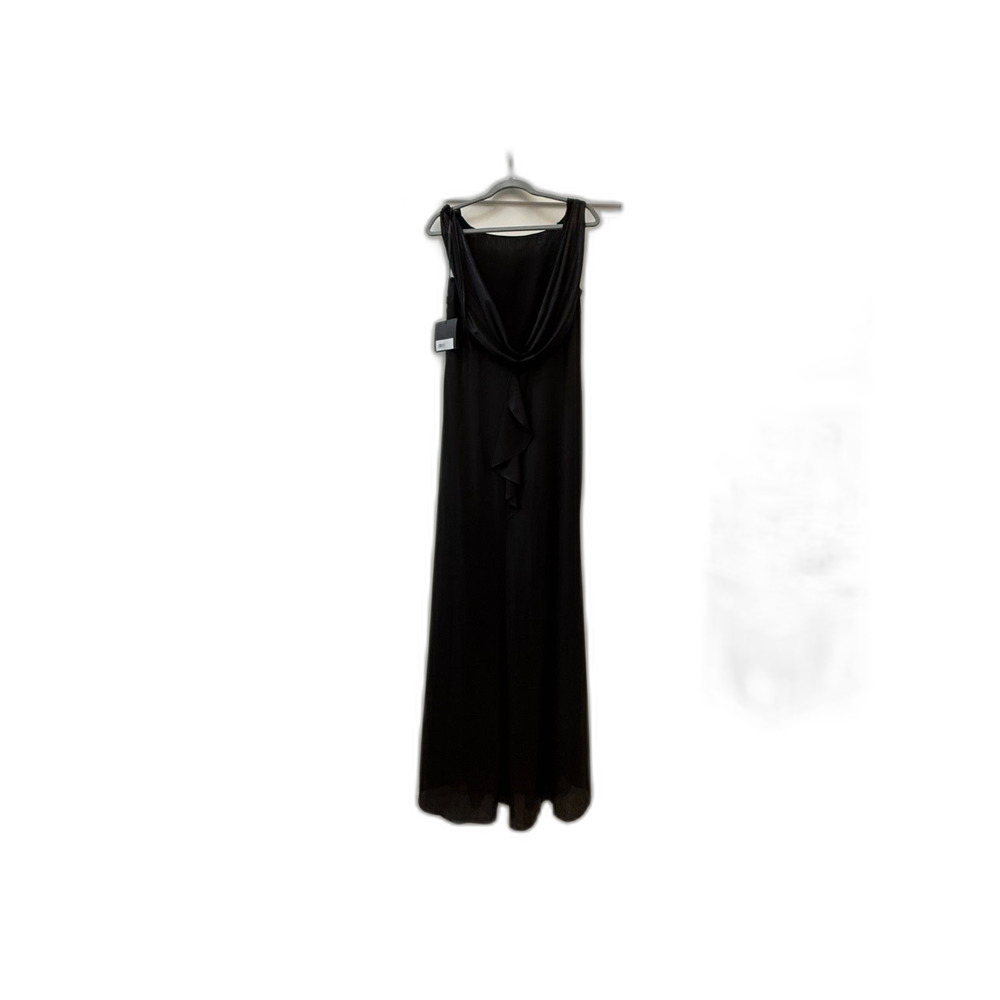 IEENA FOR MAC DUGGAL Black Metallic Jersey Cowl Back Column Gown - Size 12